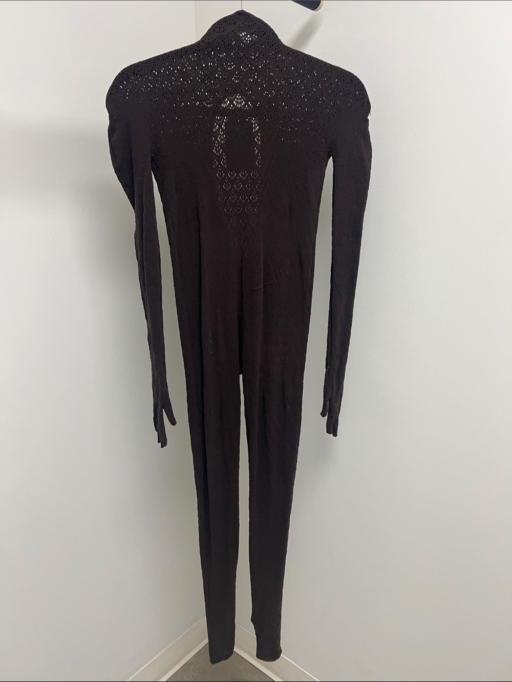 Wolford Brown Long-Sleeve Knit Openwork-Back Catsuit
